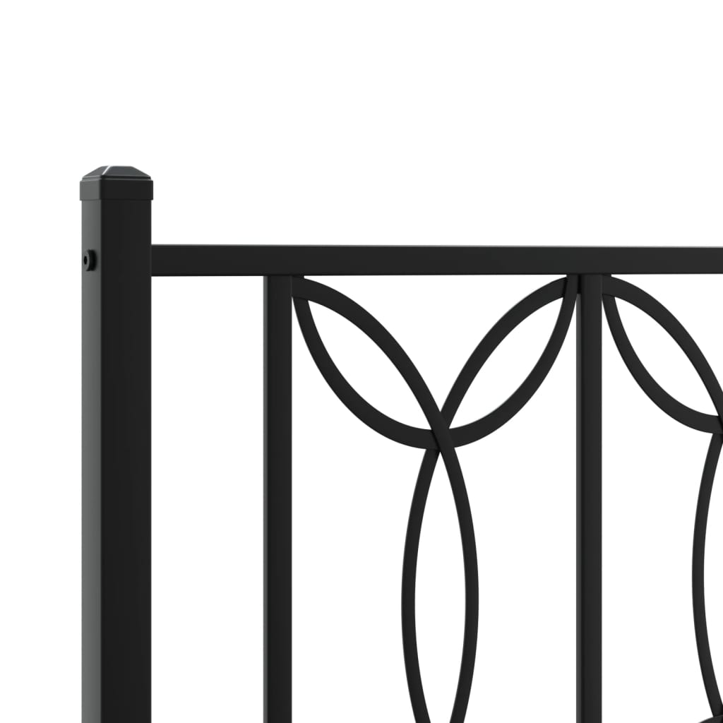 Metal Bed Frame without Mattress with Headboard Black 90x200cm