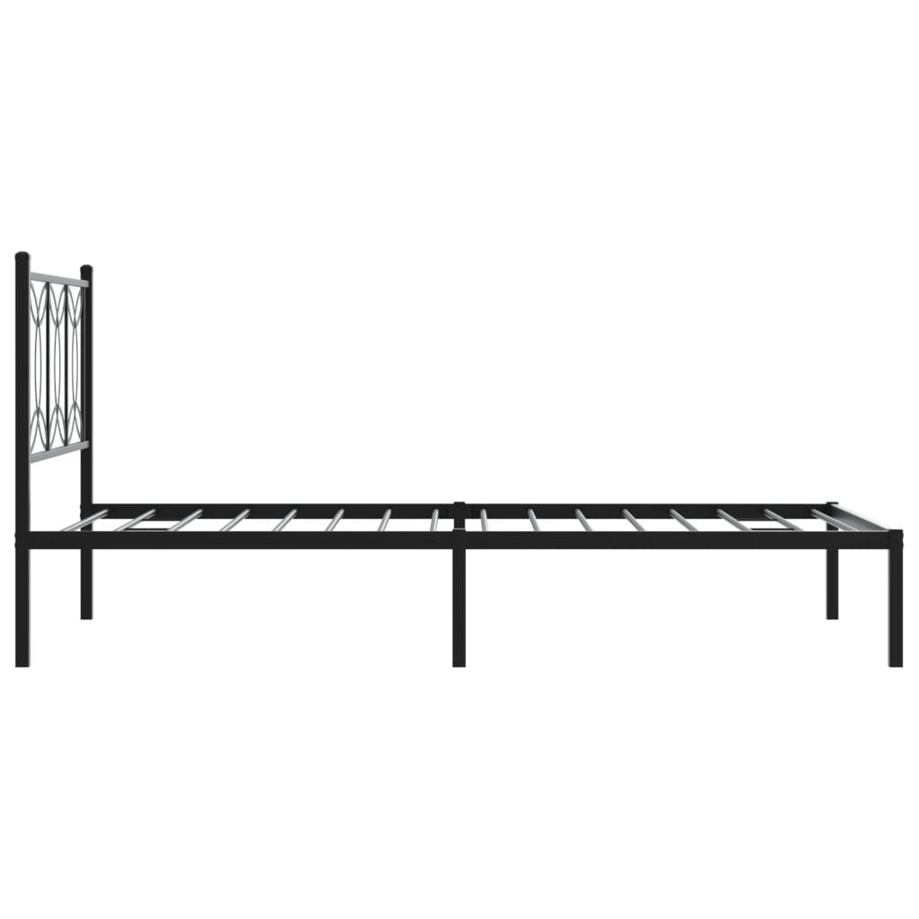 Metal Bed Frame without Mattress with Headboard Black 100x200cm