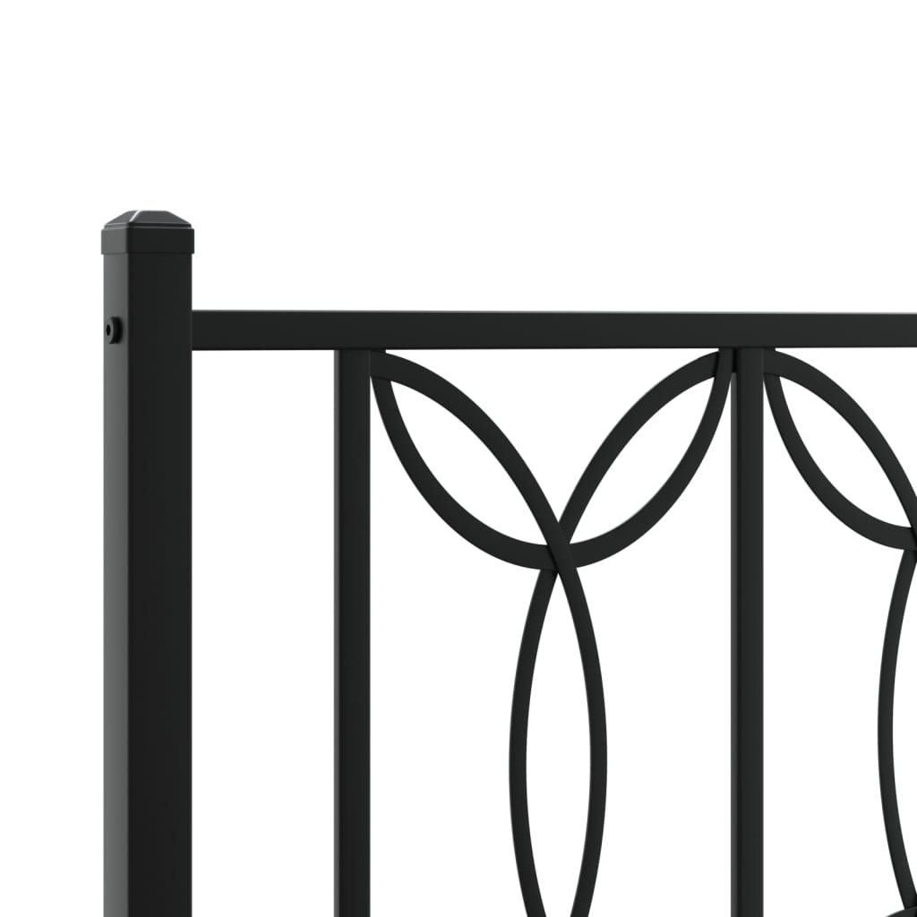 Metal Bed Frame without Mattress with Headboard Black 100x200cm