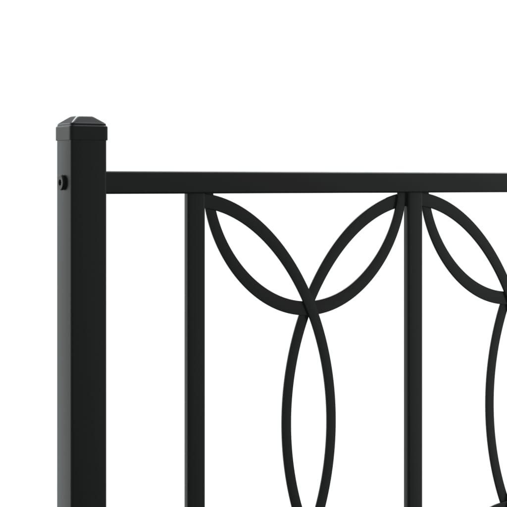 Metal Bed Frame without Mattress with Headboard Black 150x200cm