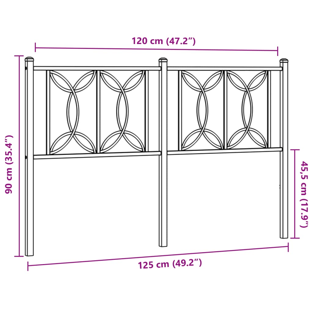 Metal Headboard Black 120 cm