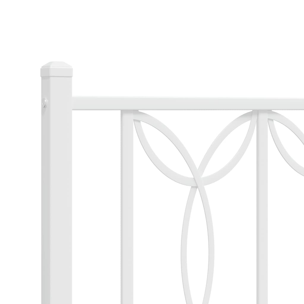Metal Bed Frame without Mattress with Headboard White 75x190cm