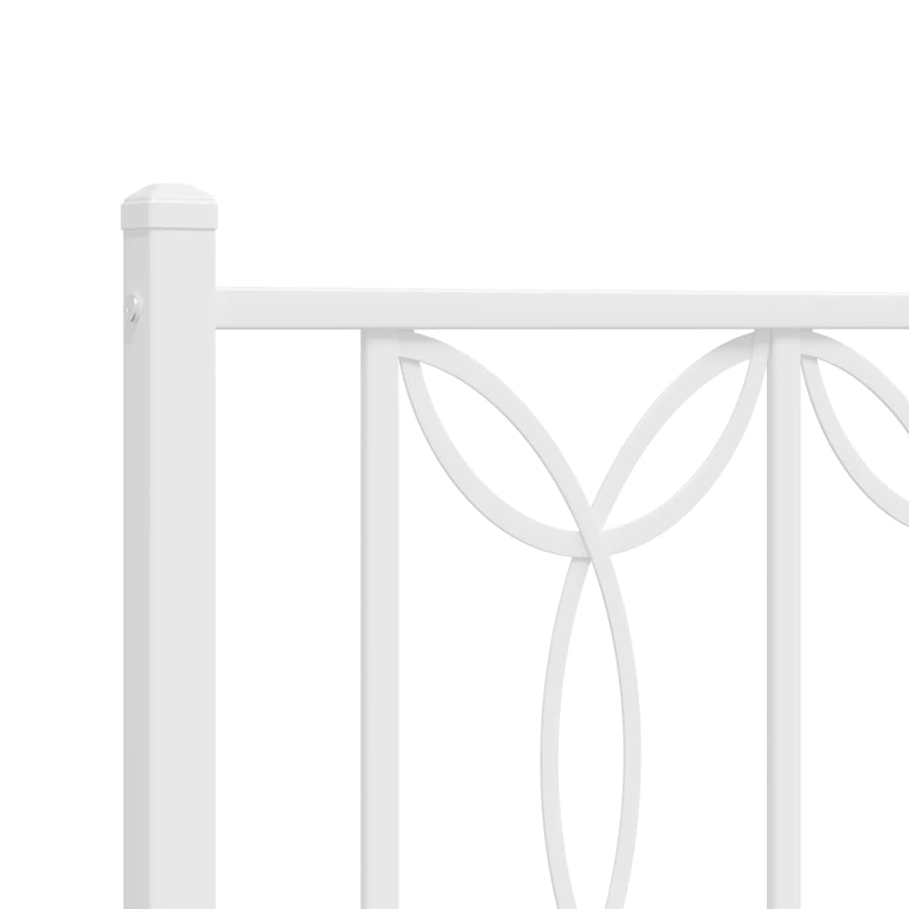 Metal Bed Frame without Mattress with Headboard White 100x190cm