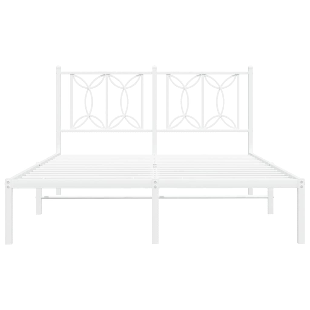 Metal Bed Frame without Mattress with Headboard White 140x190cm