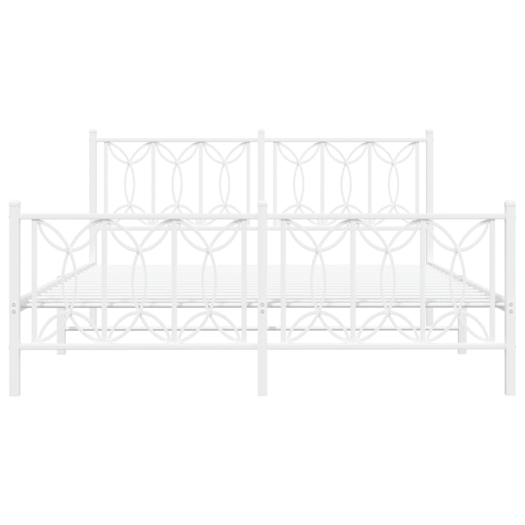 Metal Bed Frame without Mattress with Footboard White 150x200cm