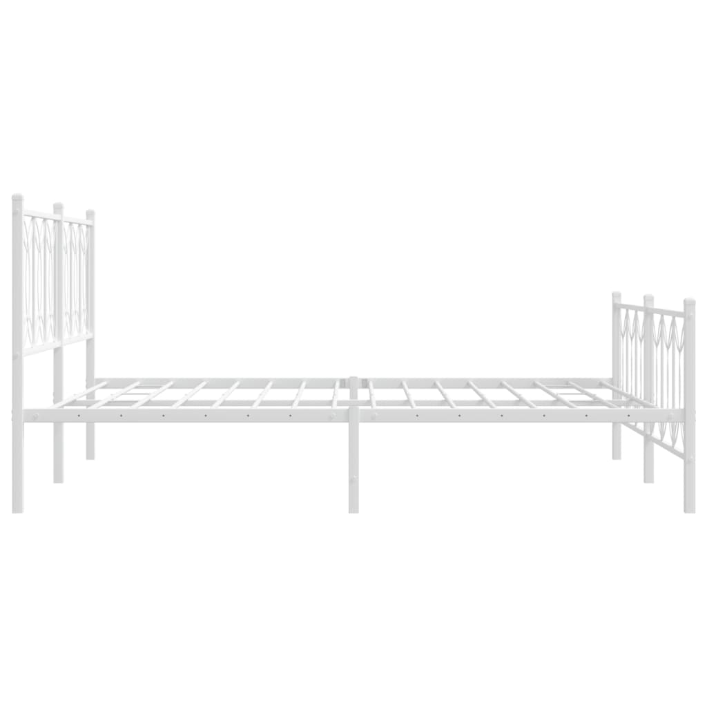 Metal Bed Frame without Mattress with Footboard White 150x200cm