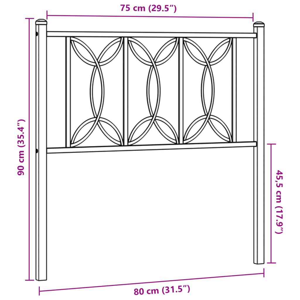 Metal Headboard White 75 cm