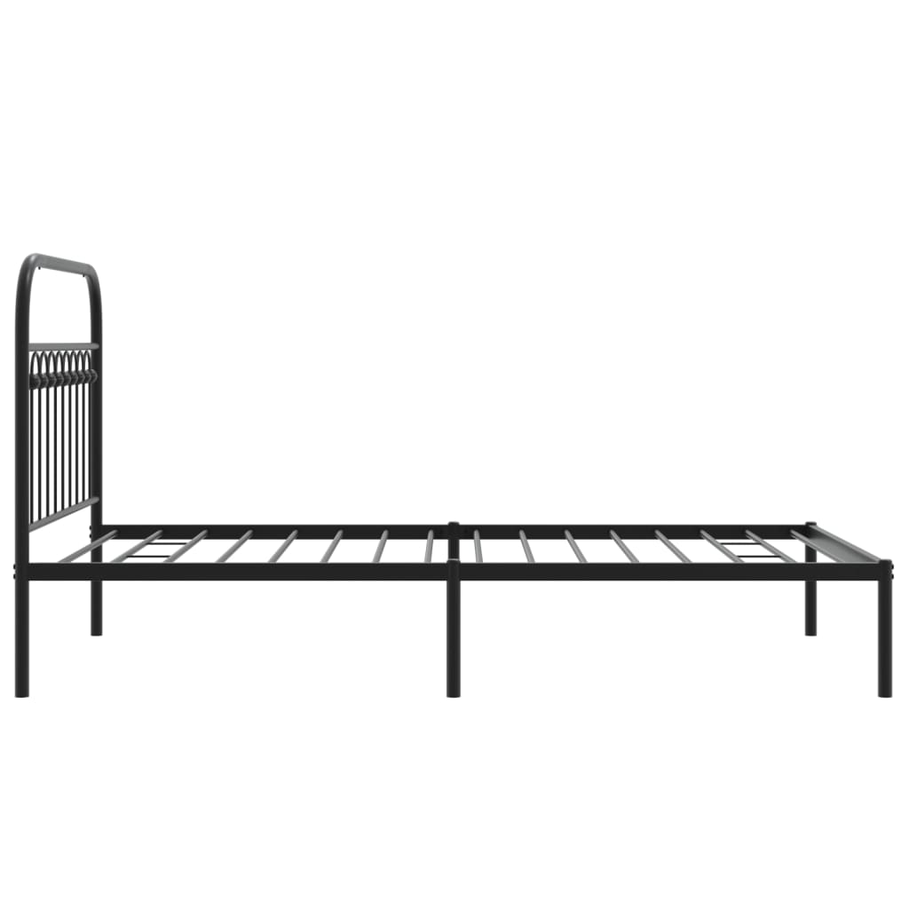 Metal Bed Frame without Mattress with Headboard Black 100x190cm