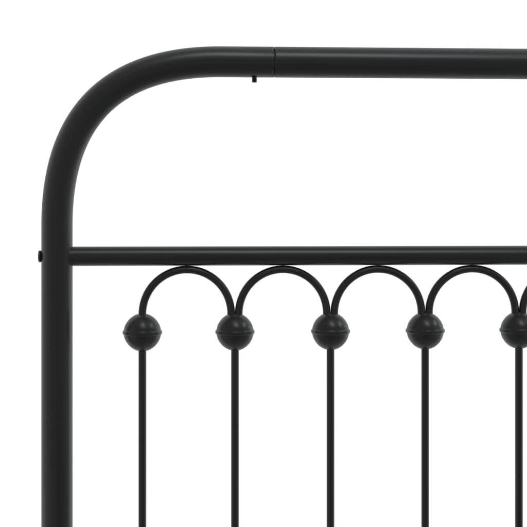 Metal Bed Frame without Mattress with Headboard Black 183x213cm