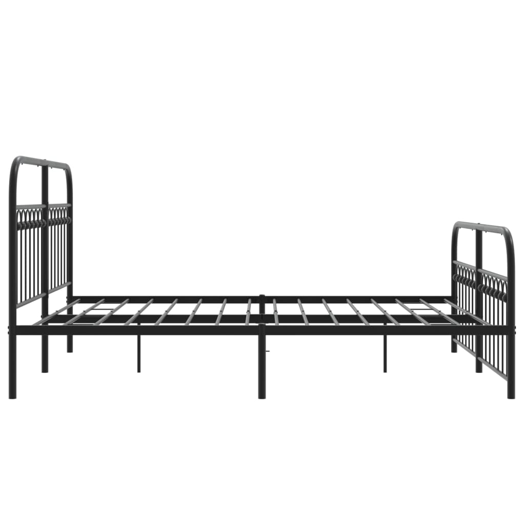 Metal Bed Frame without Mattress with Footboard Black 150x200cm