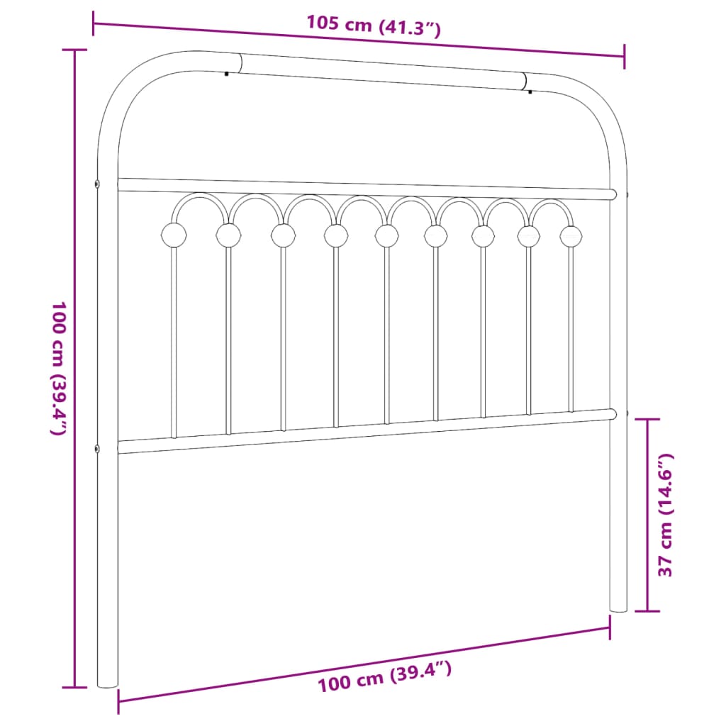 Metal Headboard Black 100 cm