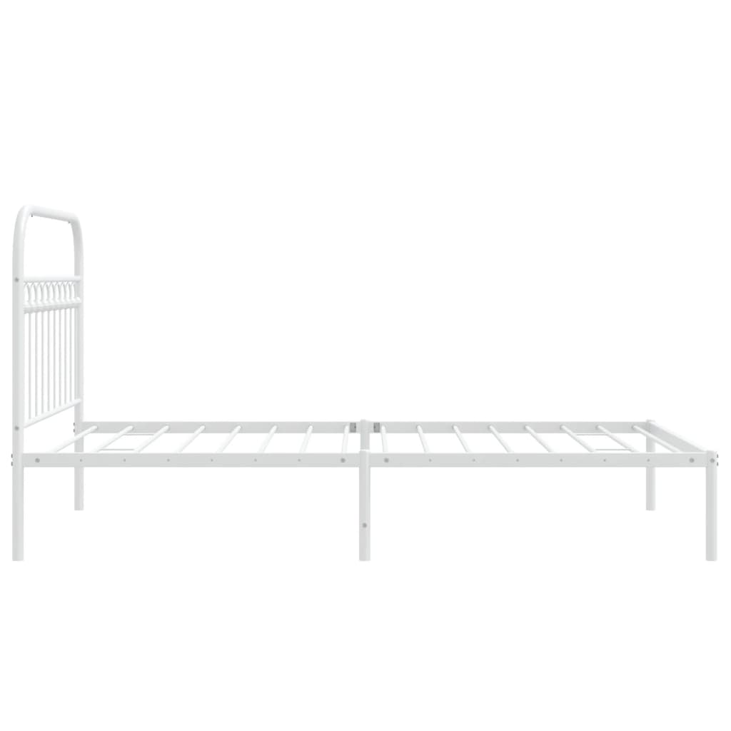 Metal Bed Frame without Mattress with Headboard White 107x203cm