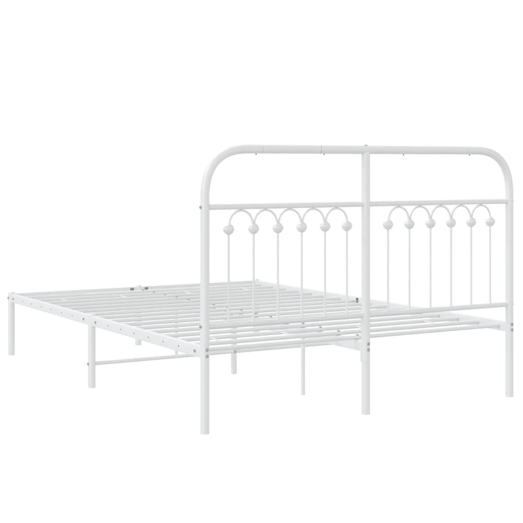 Metal Bed Frame without Mattress with Headboard White 140x200cm