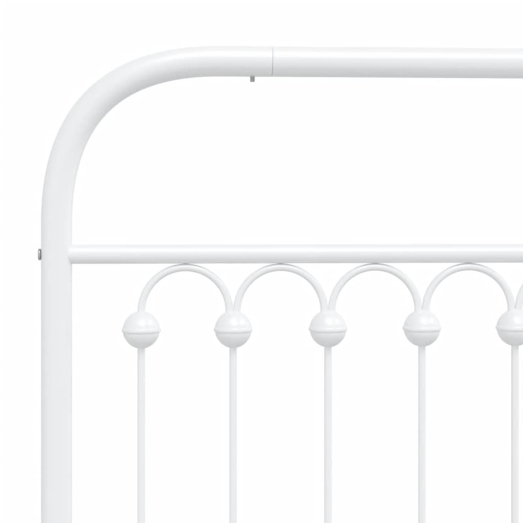 Metal Bed Frame without Mattress with Headboard White 200x200cm