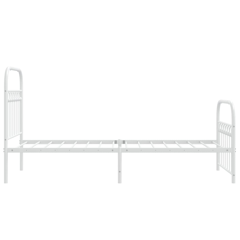 Metal Bed Frame without Mattress with Footboard White 75x190cm