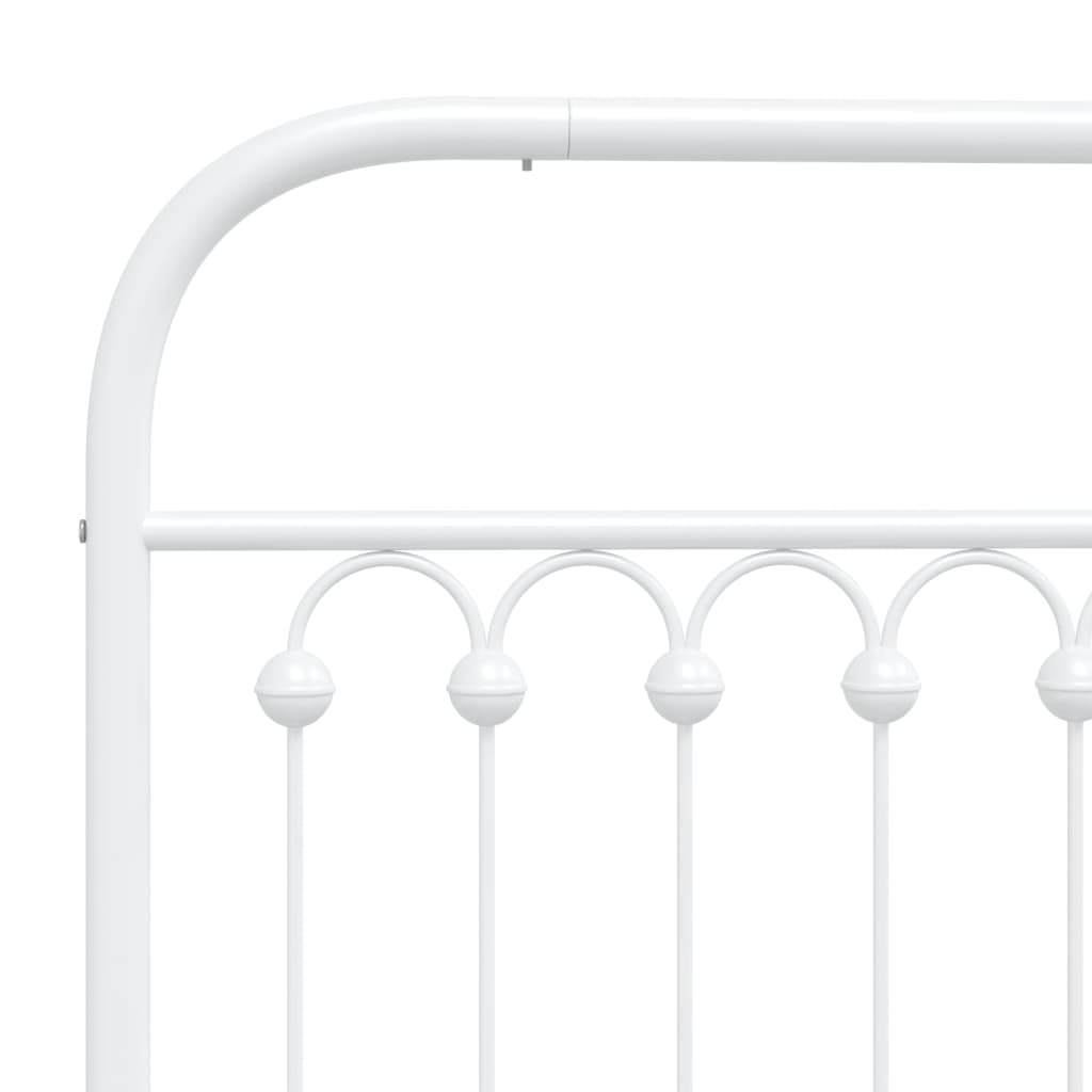 Metal Bed Frame without Mattress with Footboard White 100x190cm