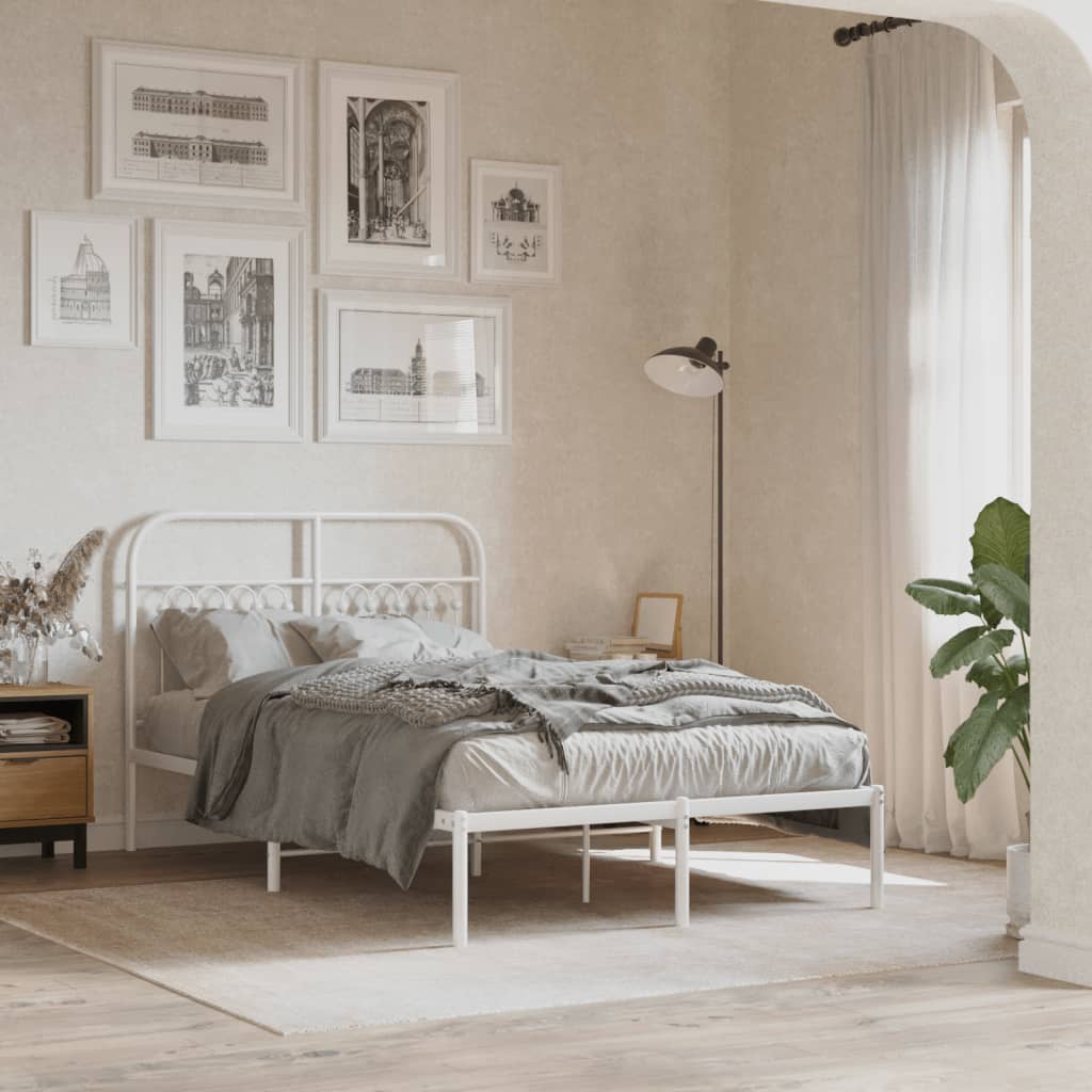 Metal Headboard White 120 cm