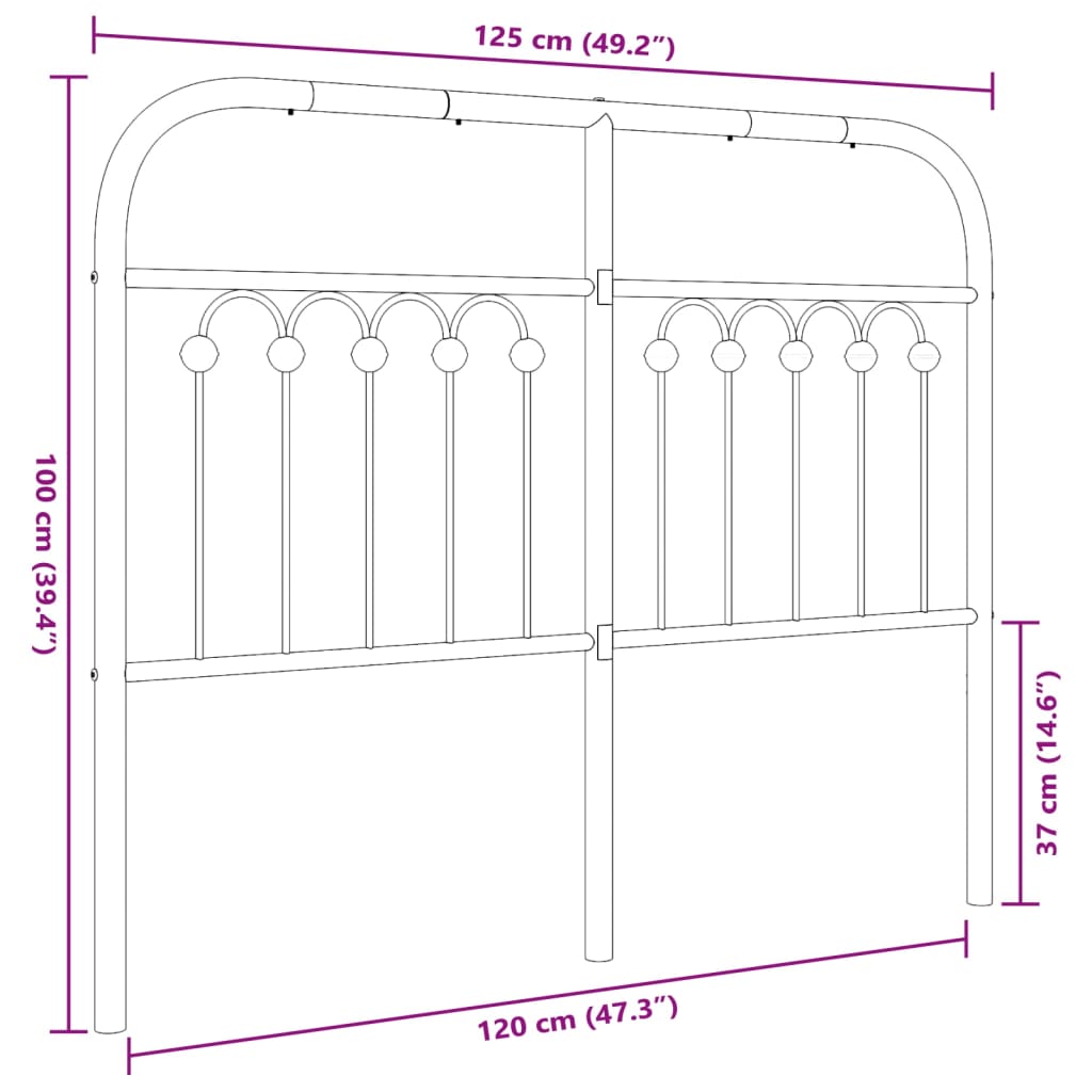 Metal Headboard White 120 cm