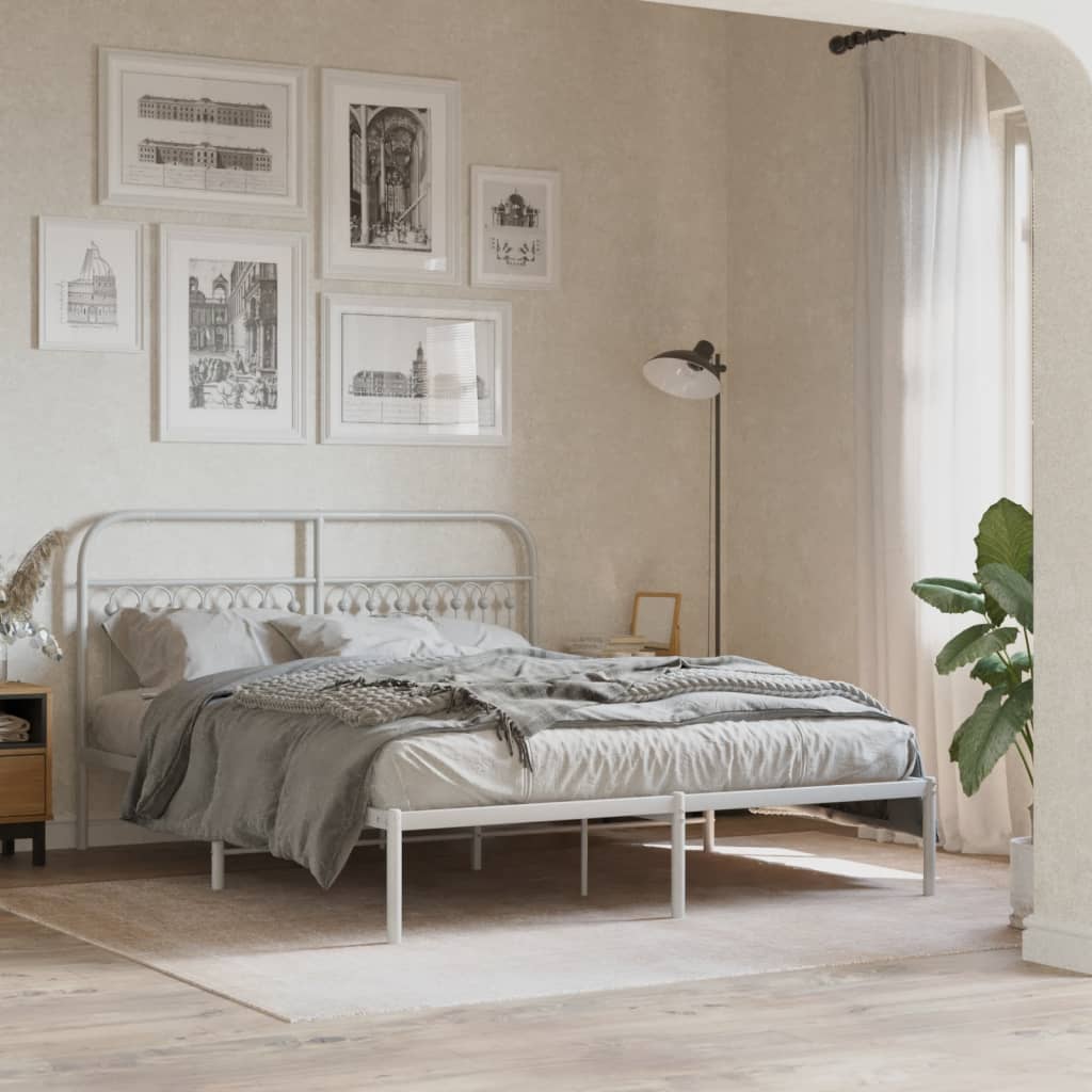 Metal Headboard White 160 cm