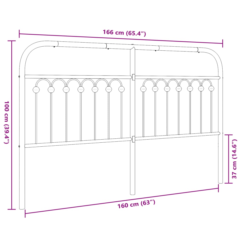 Metal Headboard White 160 cm