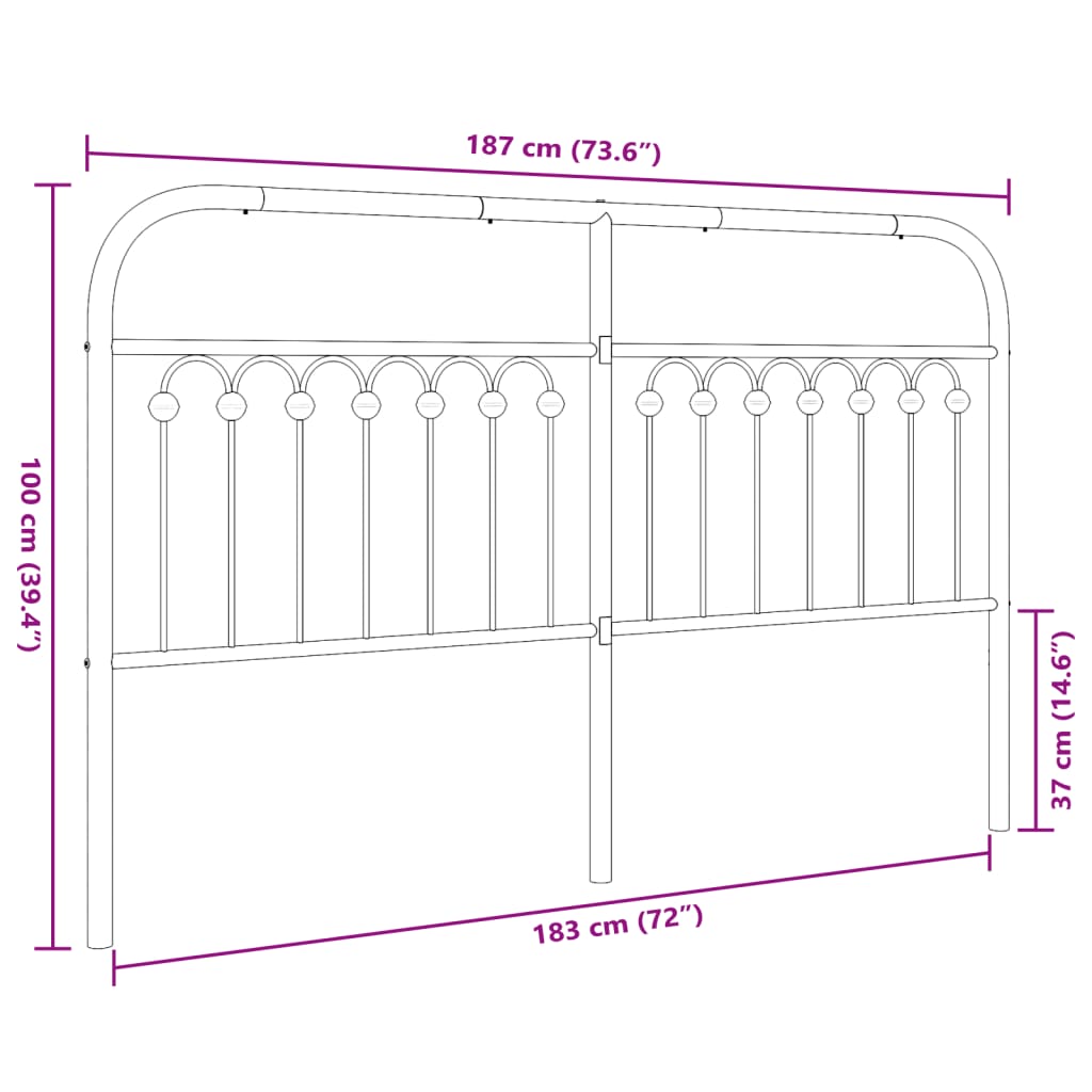 Metal Headboard White 180 cm