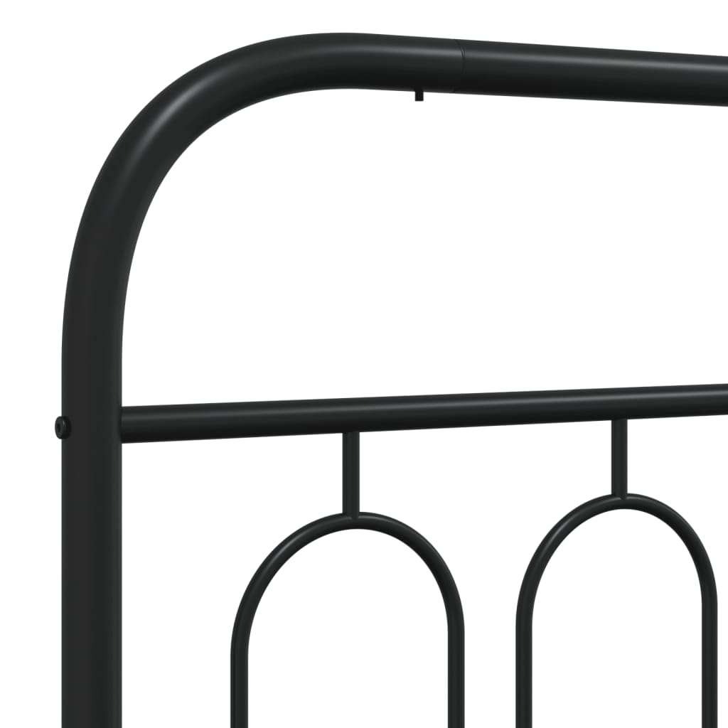 Metal Bed Frame without Mattress with Headboard Black 90x190cm
