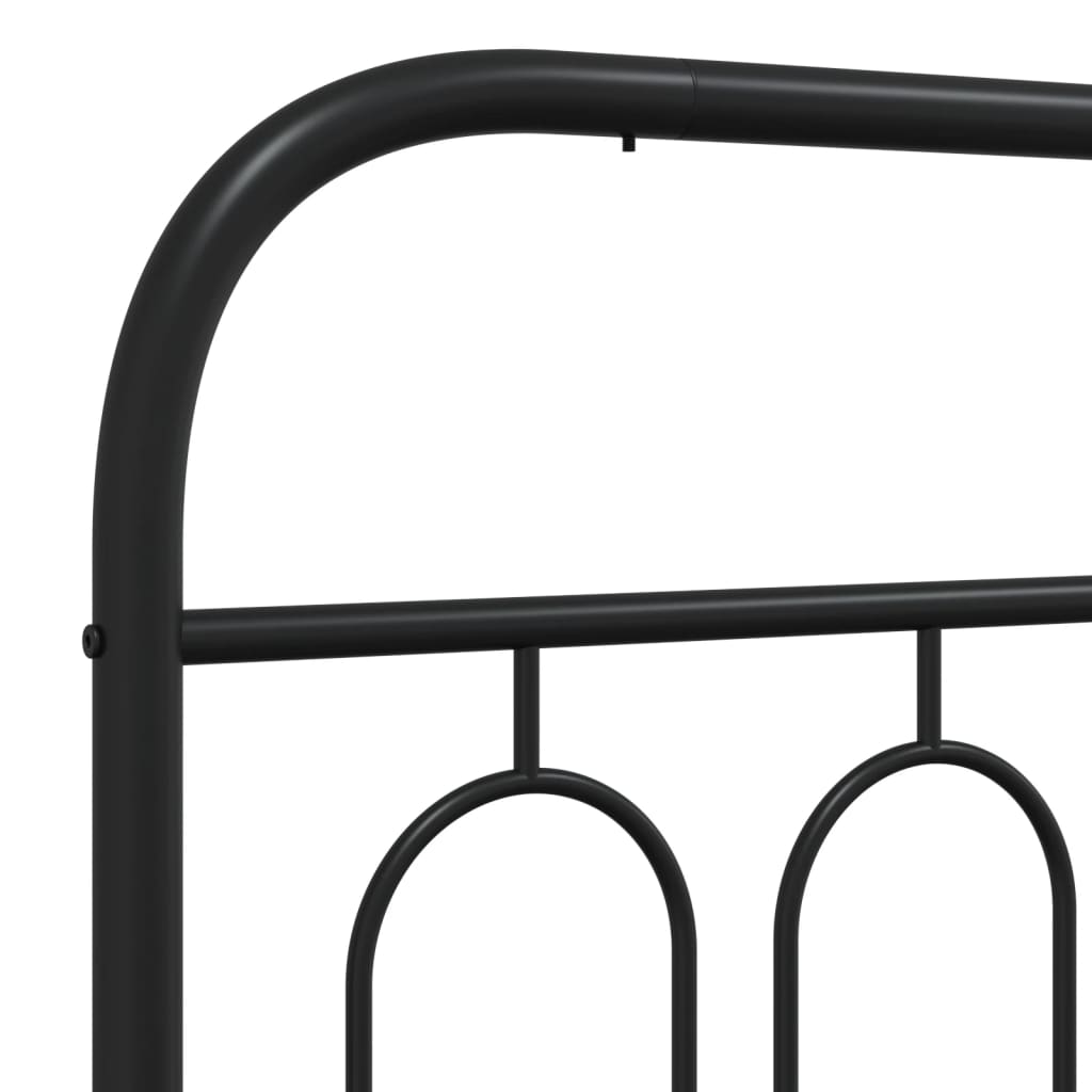 Metal Bed Frame without Mattress with Headboard Black 100x190cm