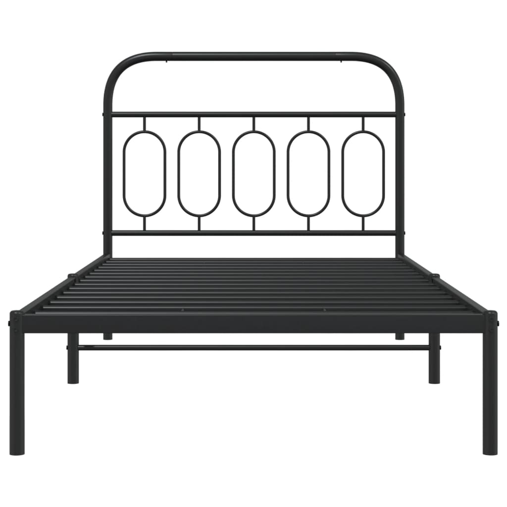 Metal Bed Frame without Mattress with Headboard Black 100x200cm