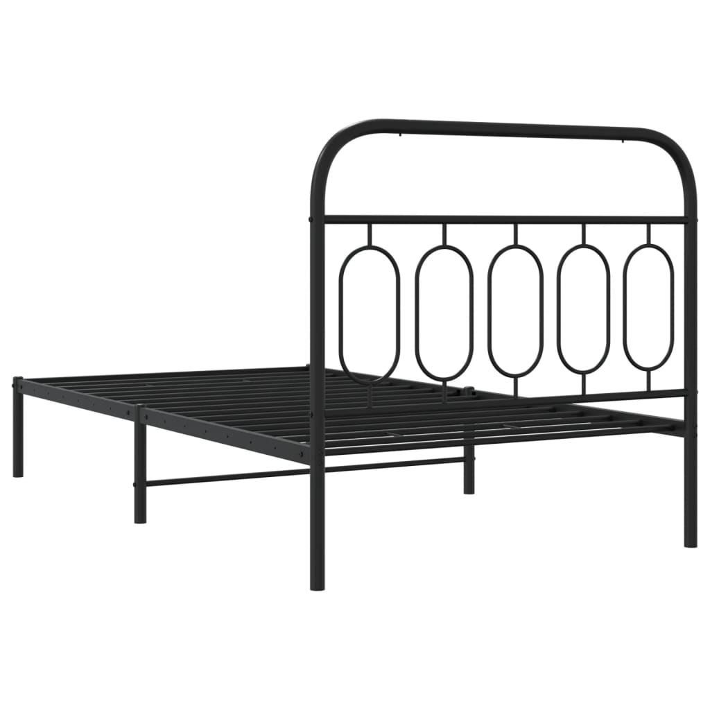 Metal Bed Frame without Mattress with Headboard Black 100x200cm