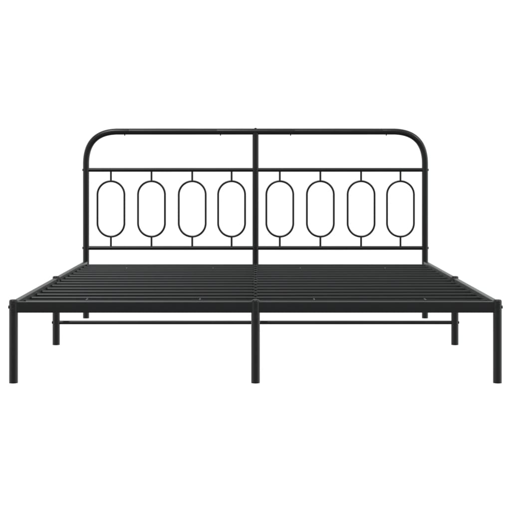 Metal Bed Frame without Mattress with Headboard Black 180x200cm