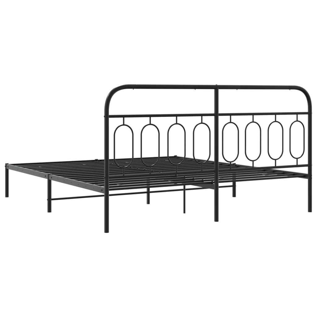 Metal Bed Frame without Mattress with Headboard Black 180x200cm