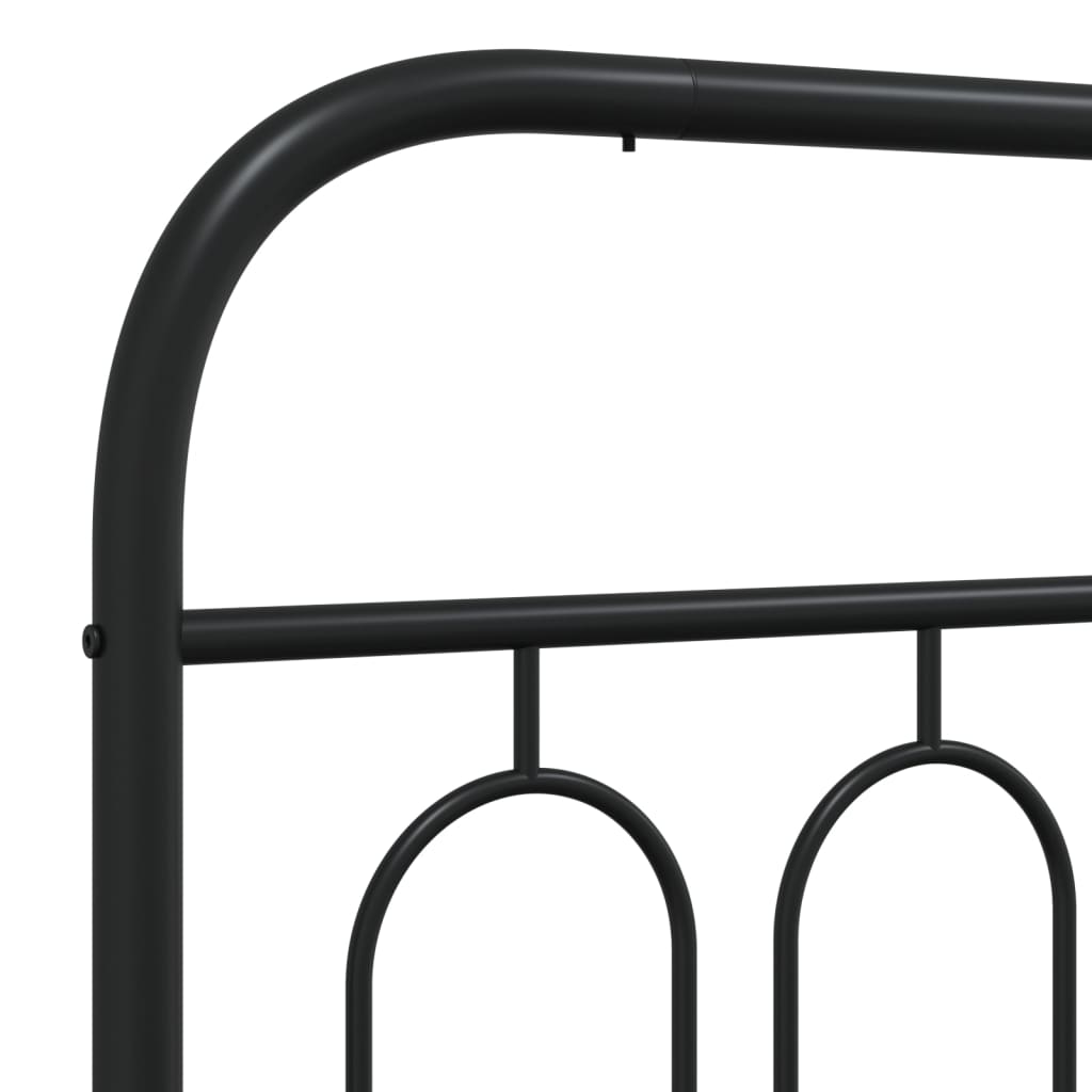 Metal Bed Frame without Mattress with Footboard Black 90x190cm