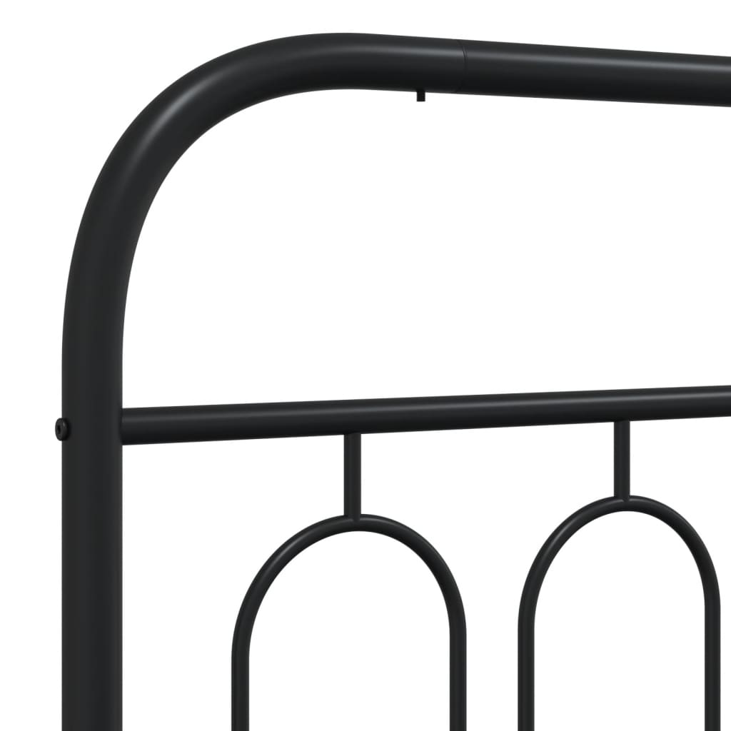 Metal Bed Frame without Mattress with Footboard Black 193x203cm