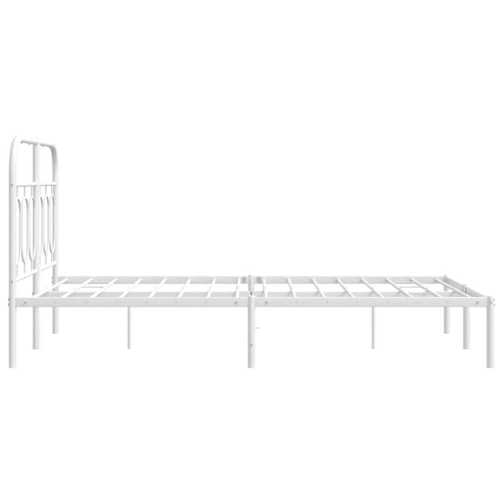Metal Bed Frame without Mattress with Headboard White 120x190cm