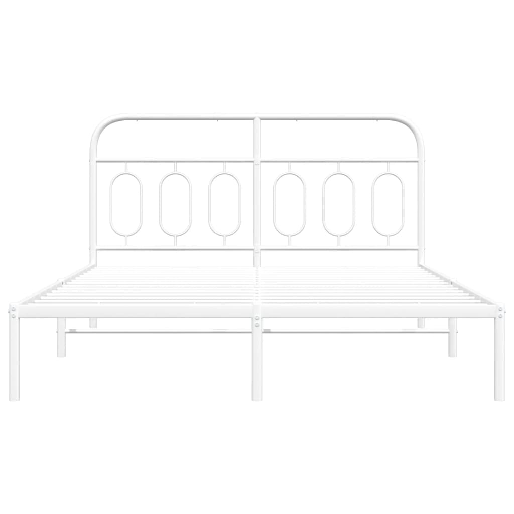 Metal Bed Frame without Mattress with Headboard White 140x190cm