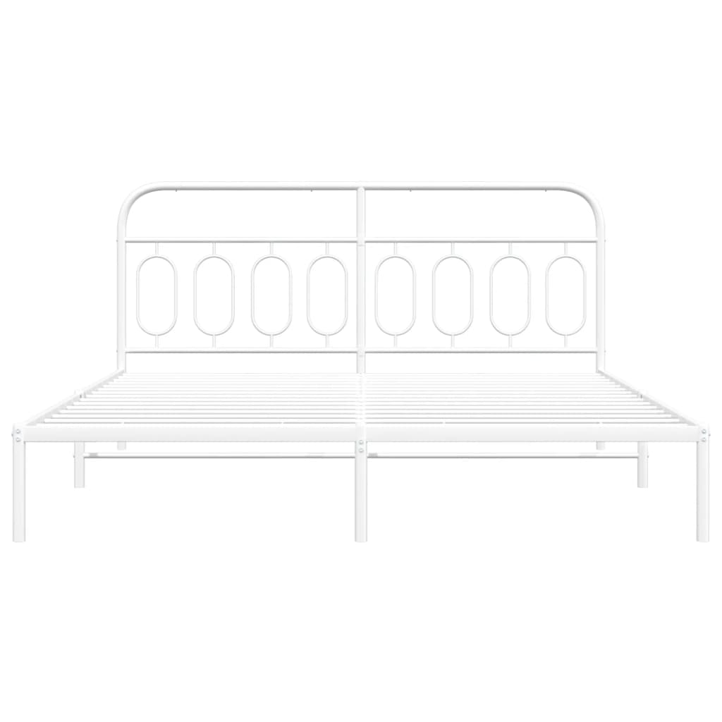 Metal Bed Frame without Mattress with Headboard White 180x200cm