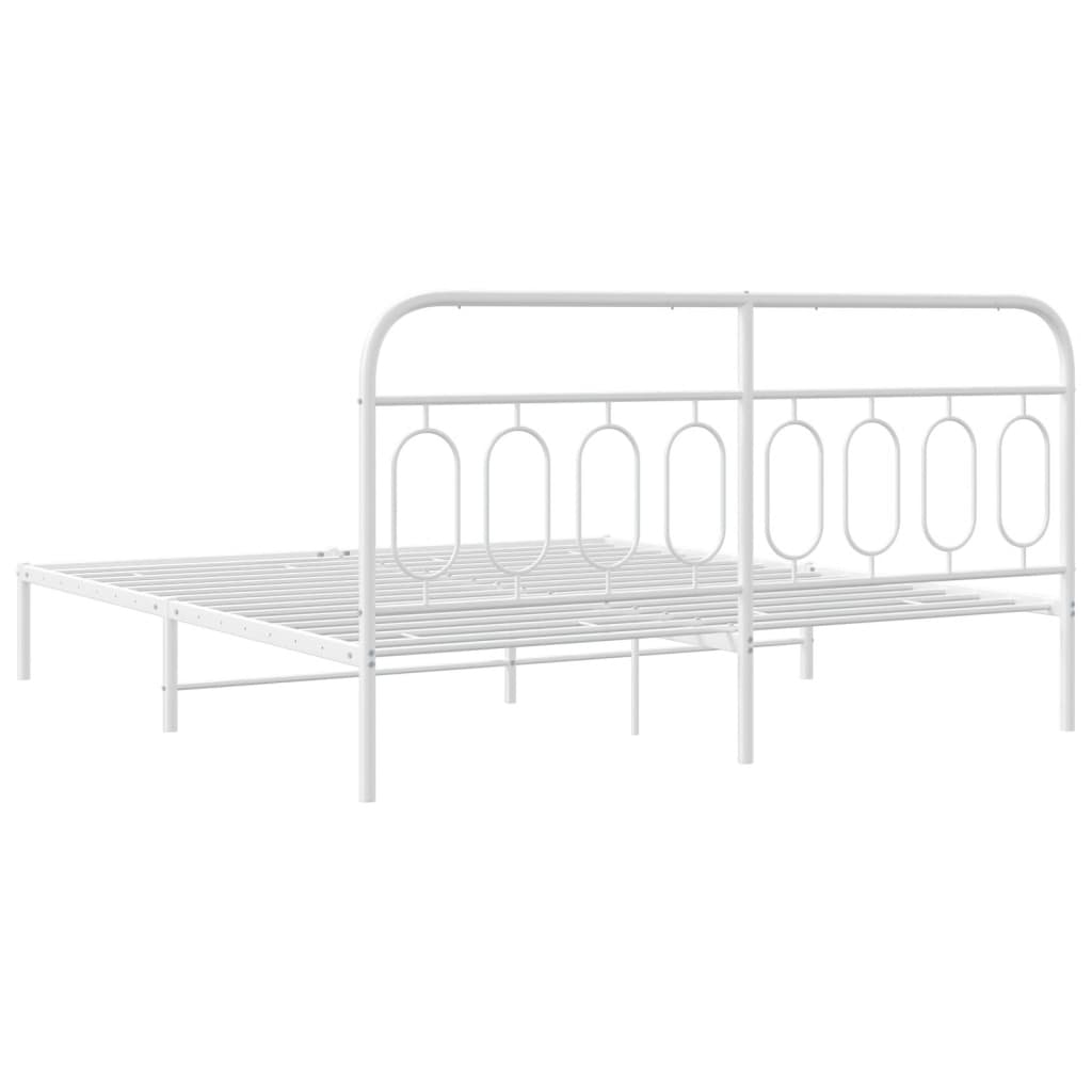 Metal Bed Frame without Mattress with Headboard White 180x200cm