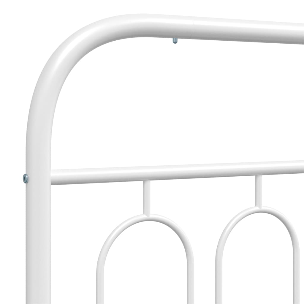 Metal Bed Frame without Mattress with Headboard White 200x200cm