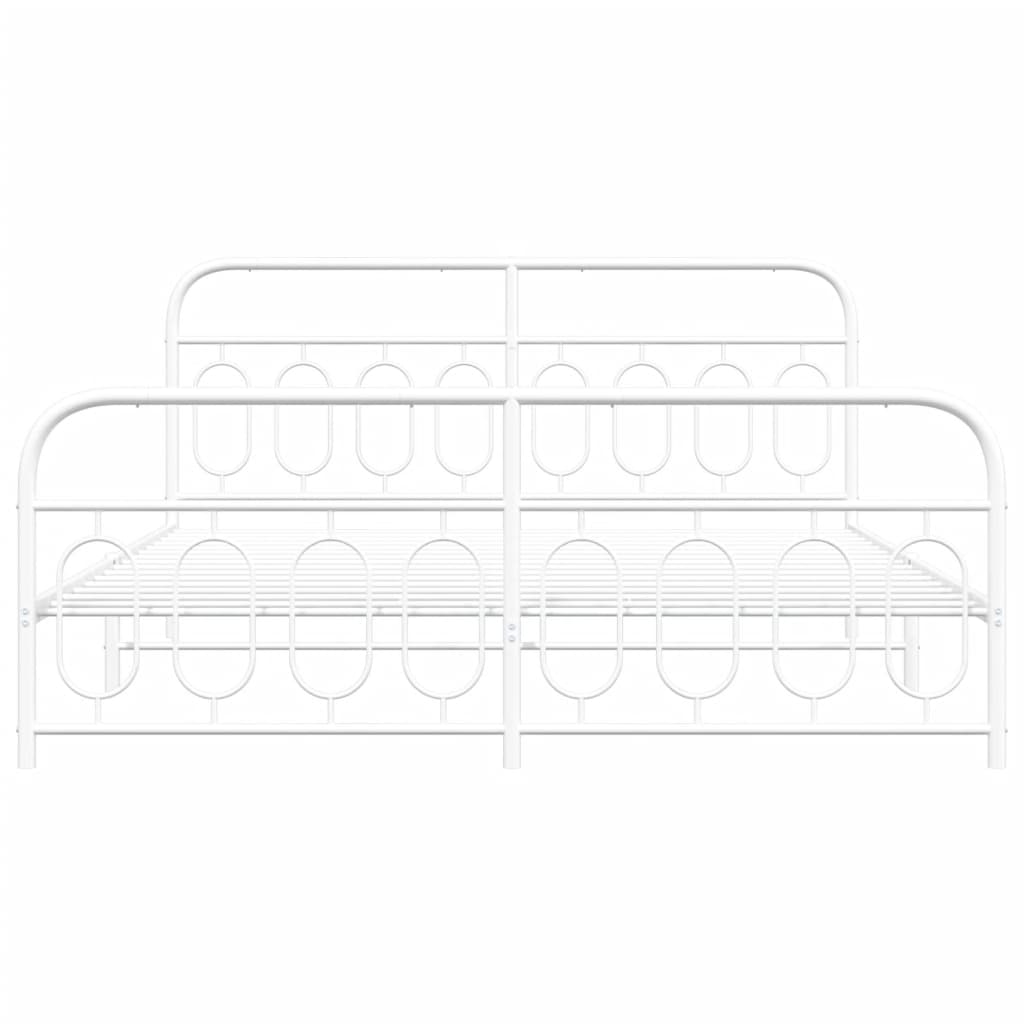 Metal Bed Frame without Mattress with Footboard White 160x200cm