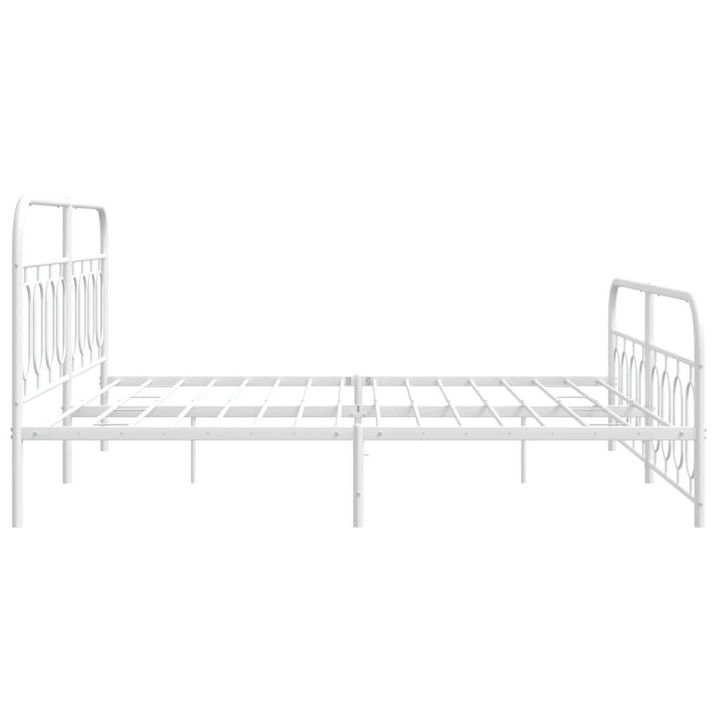 Metal Bed Frame without Mattress with Footboard White 160x200cm