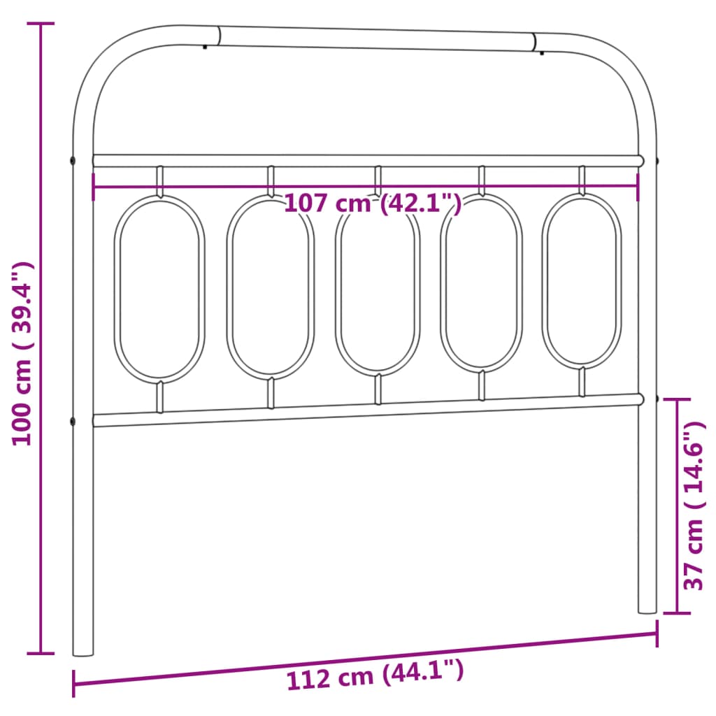 Metal Headboard White 107 cm