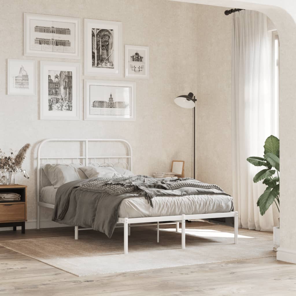Metal Headboard White 120 cm