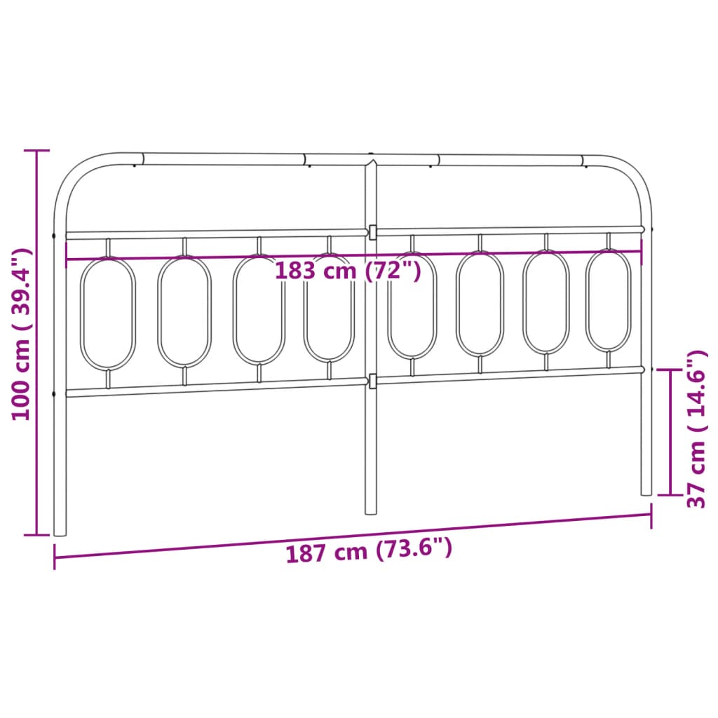 Metal Headboard White 183 cm