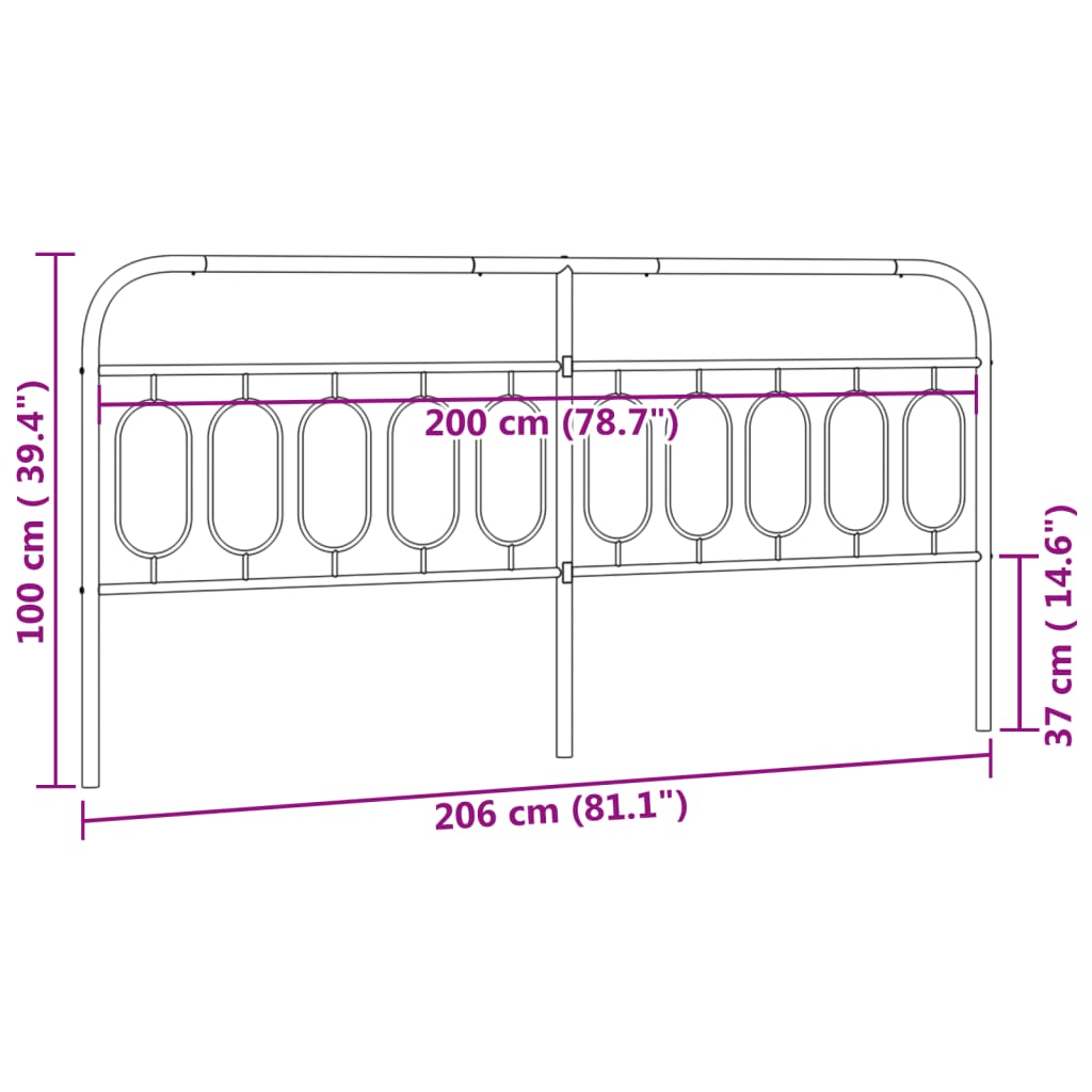 Metal Headboard White 200 cm