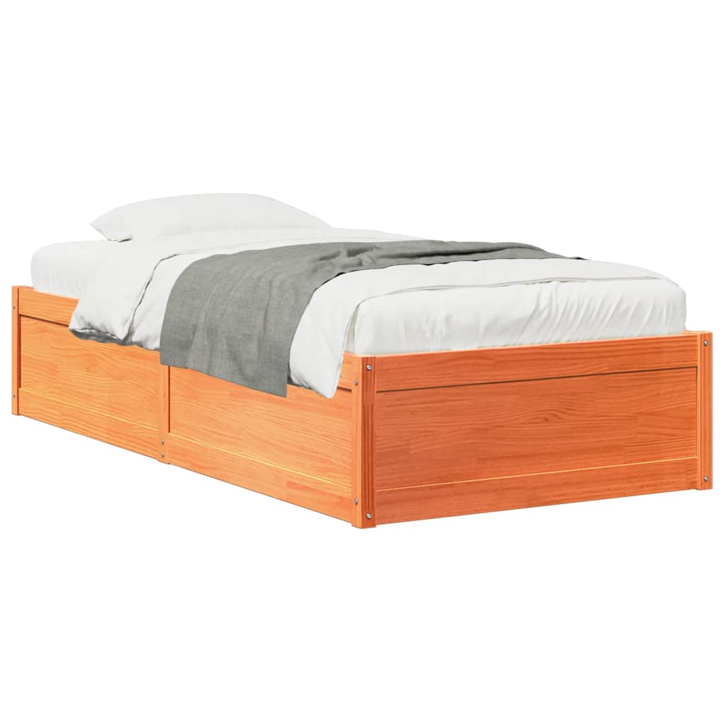 Bed Frame without Mattress Wax Brown 90x190 cm Single Solid Wood Pine