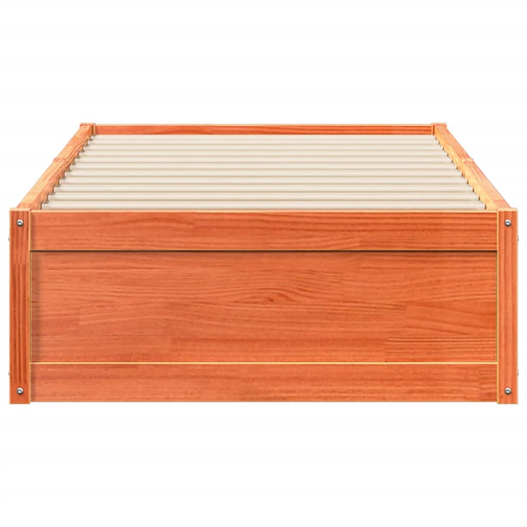 Bed Frame without Mattress Wax Brown 90x190 cm Single Solid Wood Pine