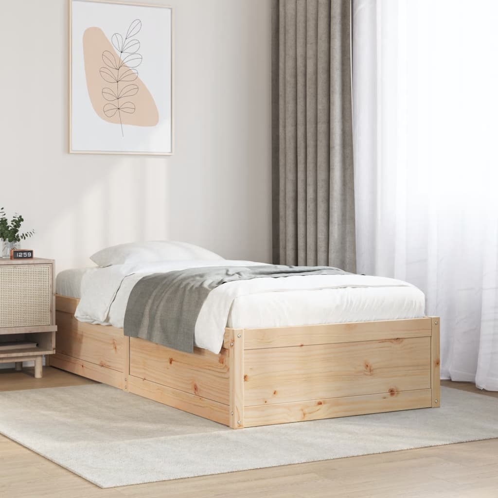 Bed Frame without Mattress 75x190 cm Small Single Solid Wood Pine