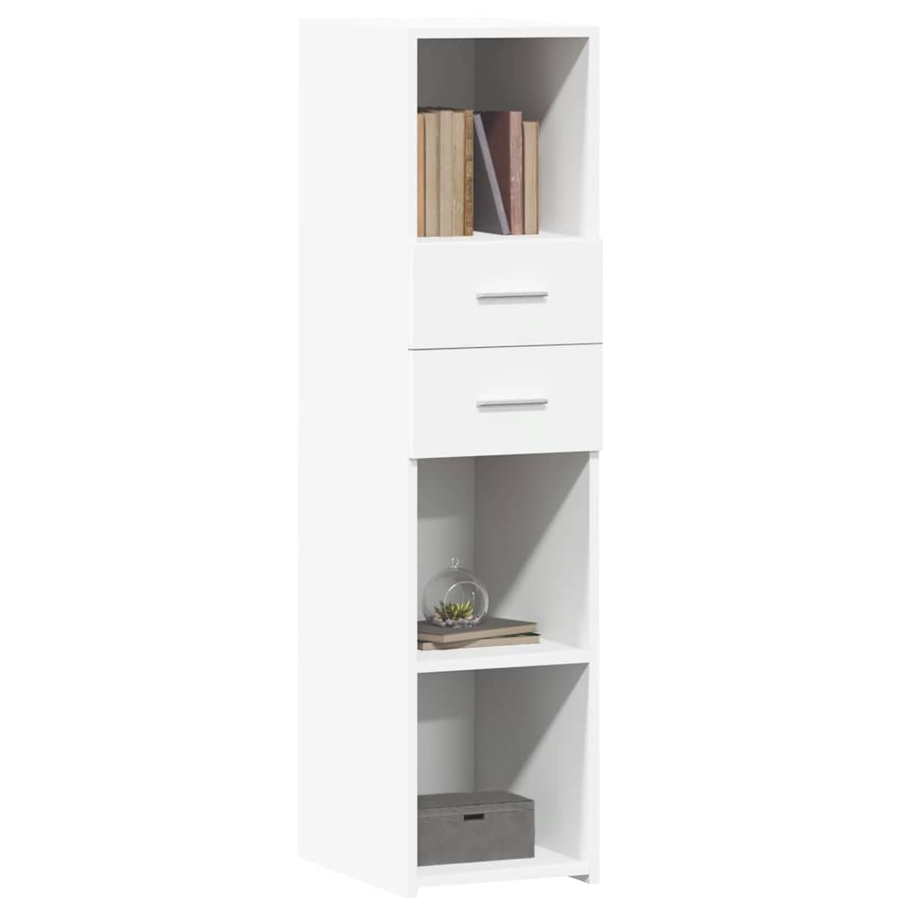 Modern Wooden Highboard Storage Cabinet Unit With 2 Drawers & Open Compartments