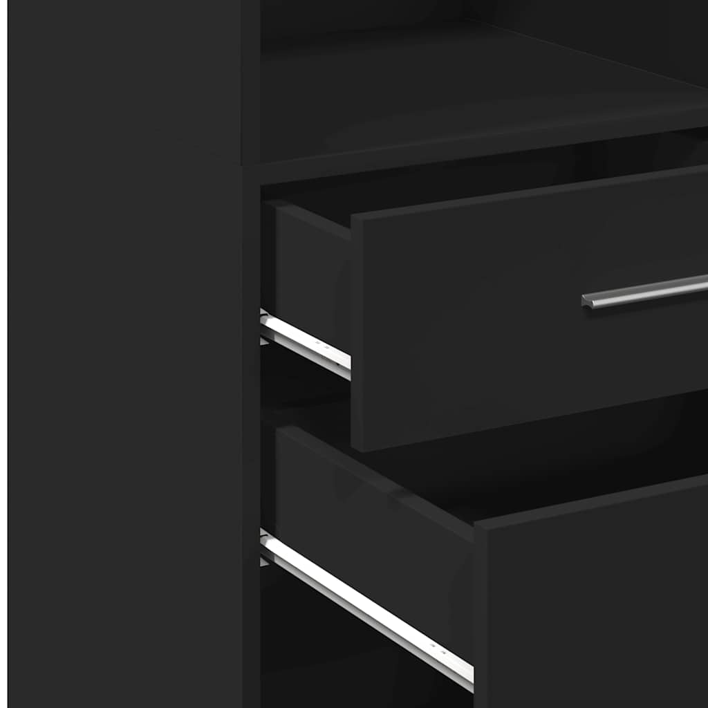 Modern Wooden Highboard Storage Cabinet Unit With 2 Drawers & Open Compartments