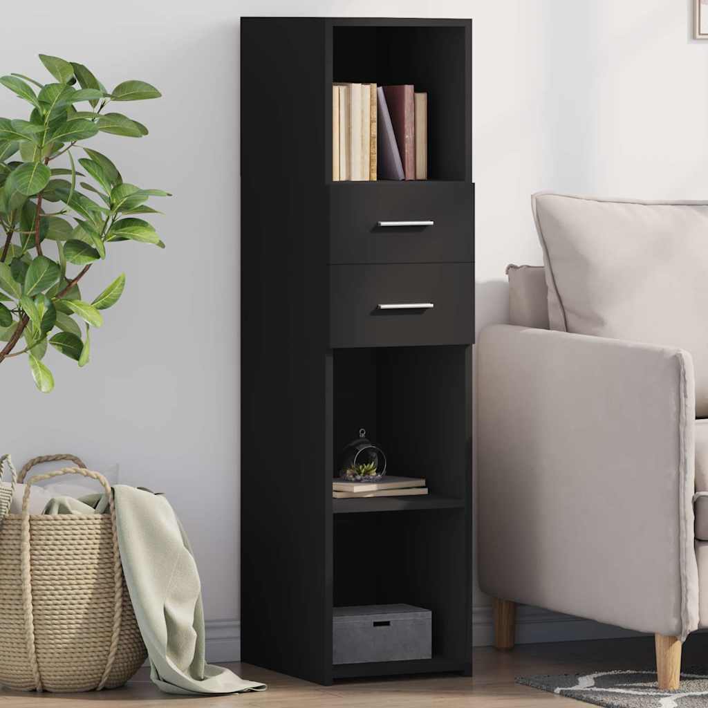 Modern Wooden Highboard Storage Cabinet Unit With 2 Drawers & Open Compartments